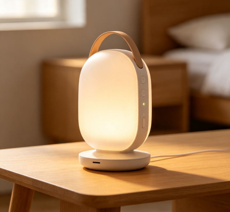 Portable Wireless Sleep Light with Leather Handle – Movable Soft Glow Night Light for Desks and Bedrooms